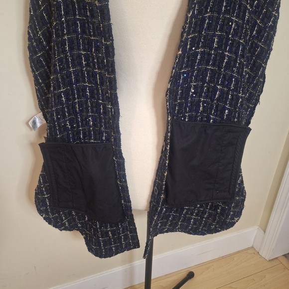 Faith Connexion Tweed oversized hooded shirt black/navy unisex SZ M - Picture 12 of 16